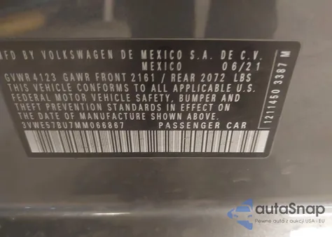 2021 Volkswagen Jetta 1.4T Sel from USA, damaged, VIN 3VWE57BU7MM066867